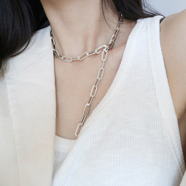 Retro Tide Widened Chain Necklace Women