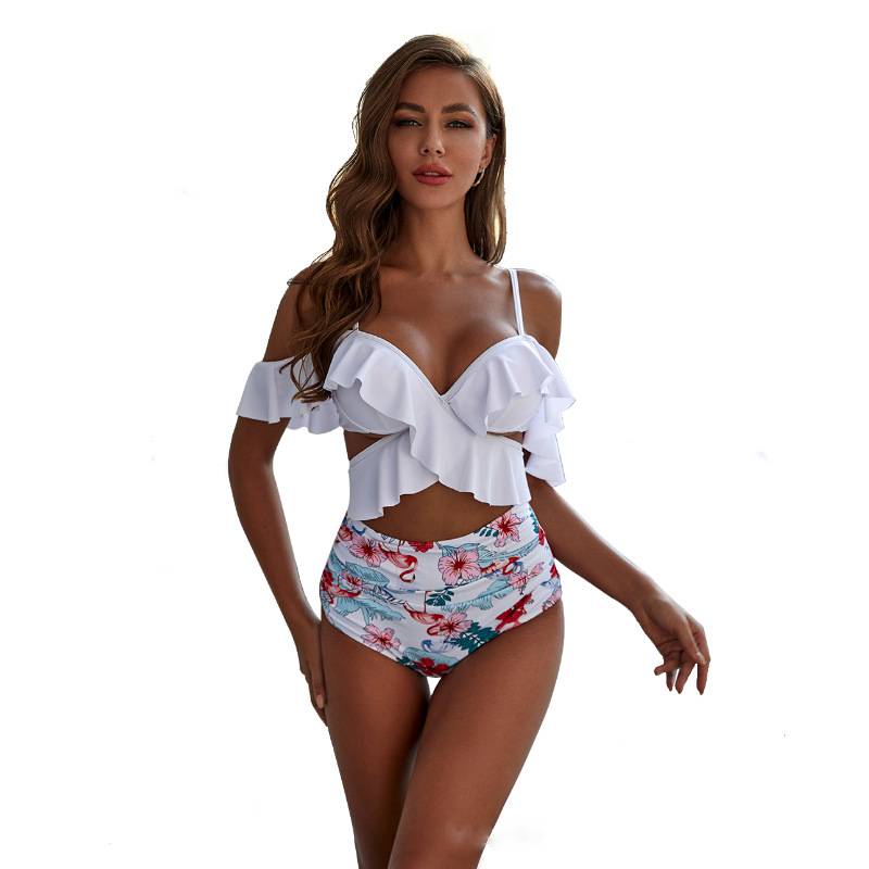 European And American Bikini, Ruffled Sexy Swimsuit, Split Gathered Swimsuit, New Women