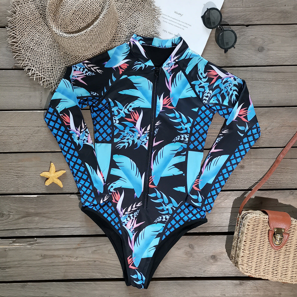 Long Sleeves Women One Piece Swimsuit