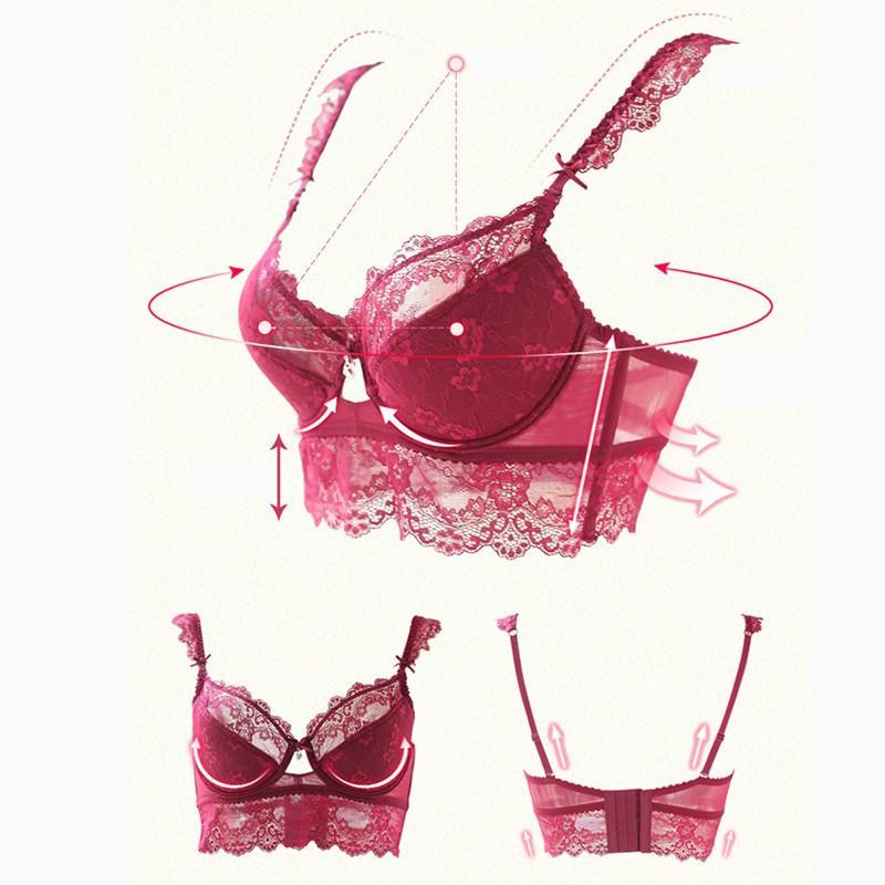 Sexy Mousse Women Sexy Bra Set Ultra-thin Red Black Lace Bras Underwear Push up Bra and underwear