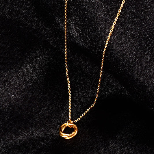 Golden Three Ring Necklace For Women