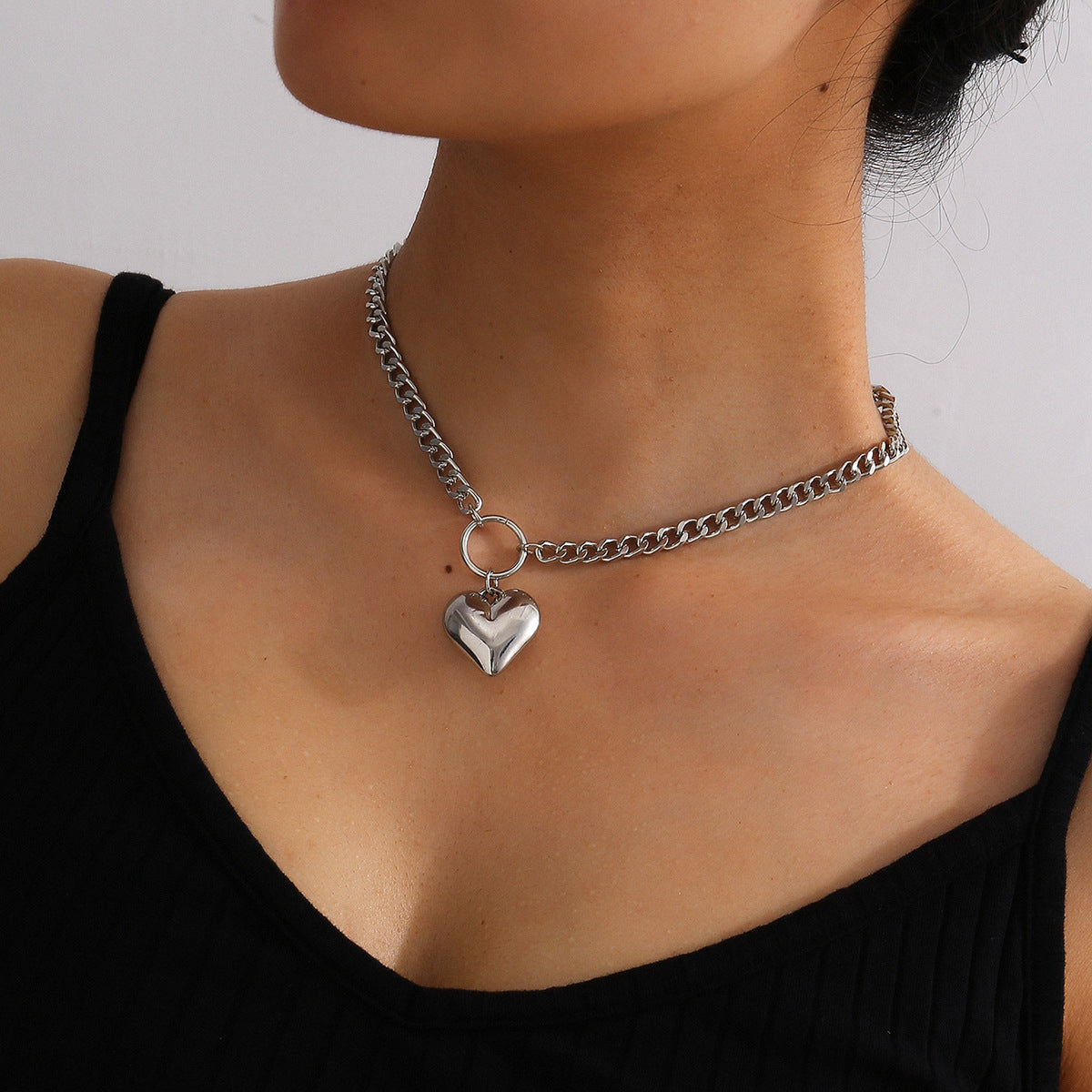 Street Style Peach Heart Necklace Women