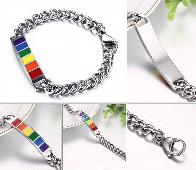 Colored men and women stainless steel bracelet