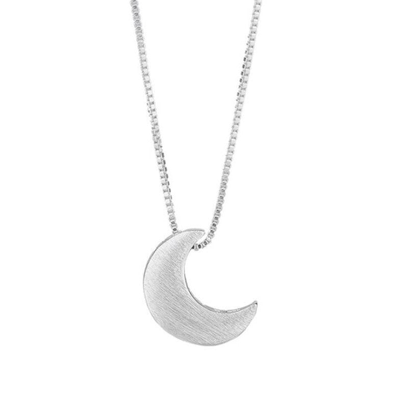 S925 Sterling Silver Necklace Delicate Frosted Crescent Moon Necklace For Women