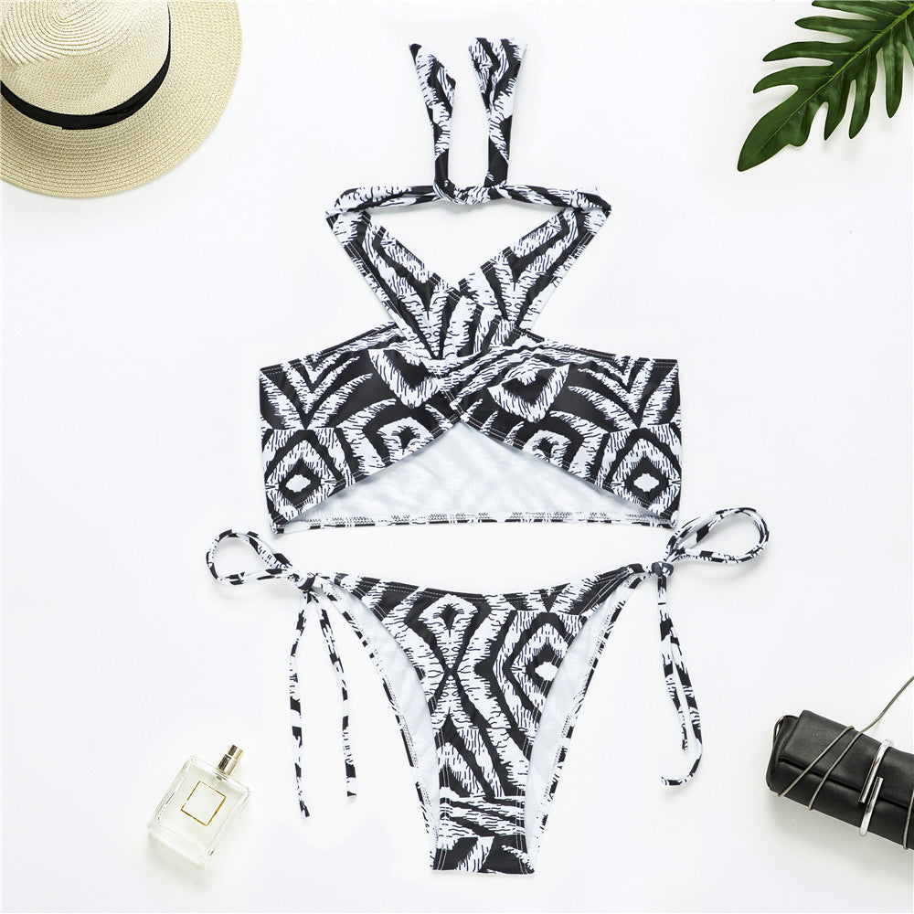 Women's Fashion Cross Split Bikini Swimsuit