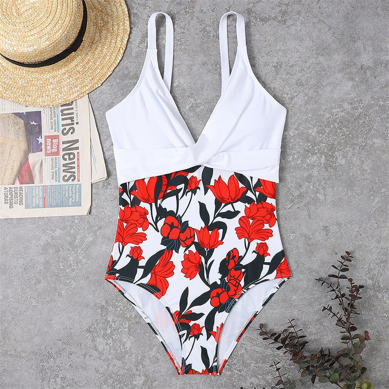 Slimming Color Matching One-piece Bikini Swimsuit For Women