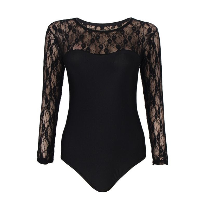 Lace long sleeve corset bodysuit