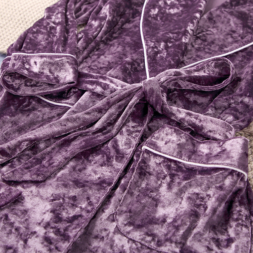 Purple gold velvet nightgown dress