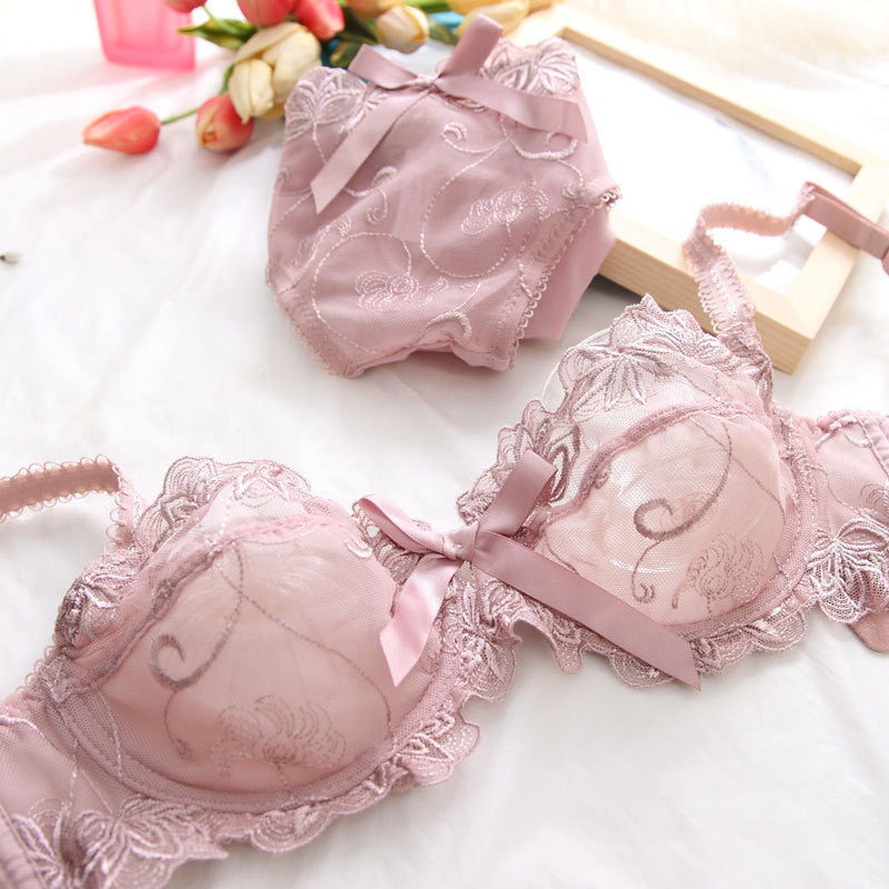 Ultra-thin transparent sexy bra set