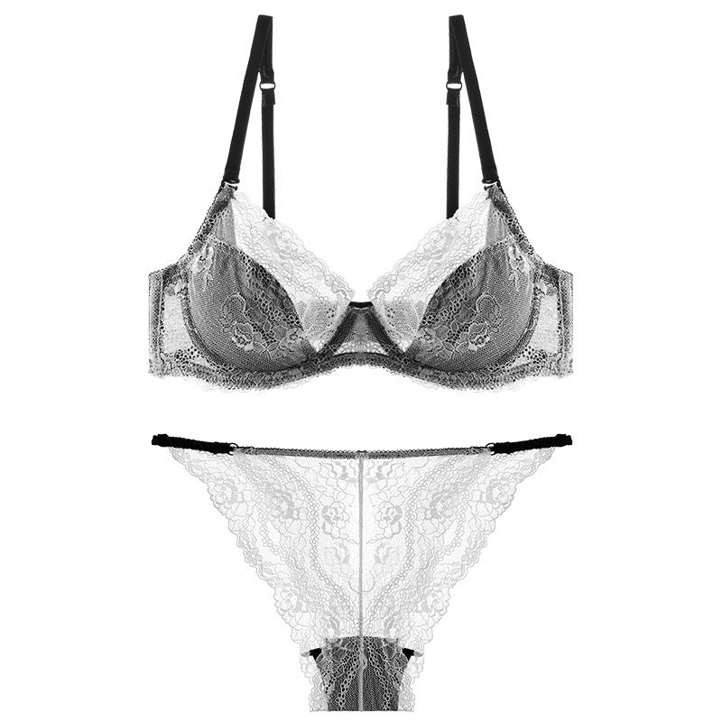 French transparent sexy slim bra set