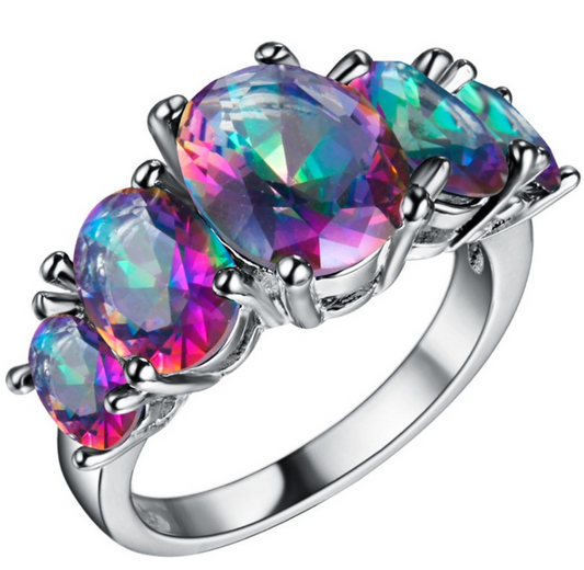 Cubic Zirconia Rings For Women Rose Crystal Ring Colorful Trendy Fashion Zinc Alloy Rings Jewelry Bijouterie