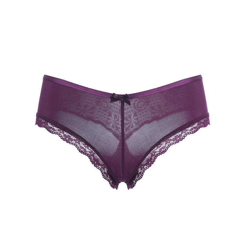 Lace-trimmed silky panties ladies briefs