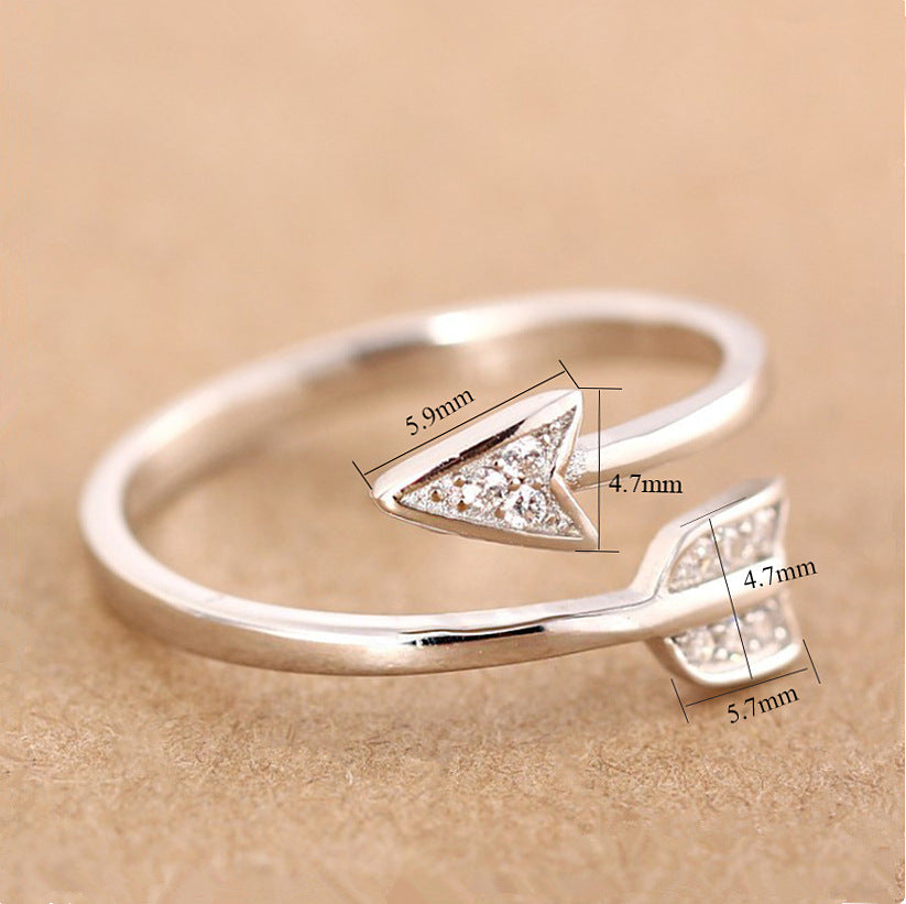 New Arrival Fashion Silver Plated Arrow crystal rings for women Adjustable Engagement ring arrow women