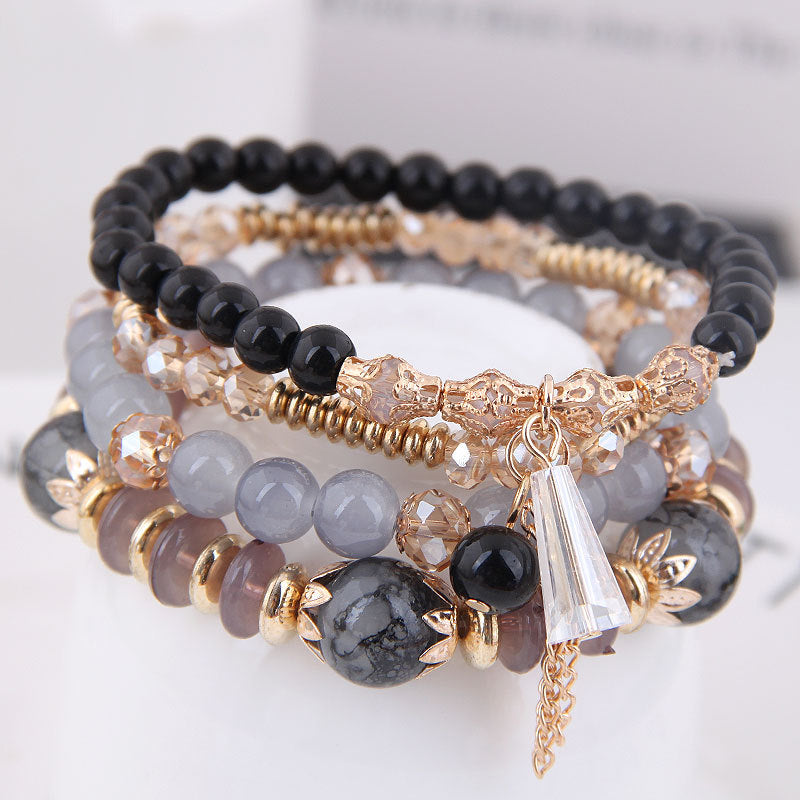 Bohemian Multilayer Multicolor Acrylic Beads Bracelet New Ethnic Strands Bracelets Bangles For Women Gift Pulseras Mujer