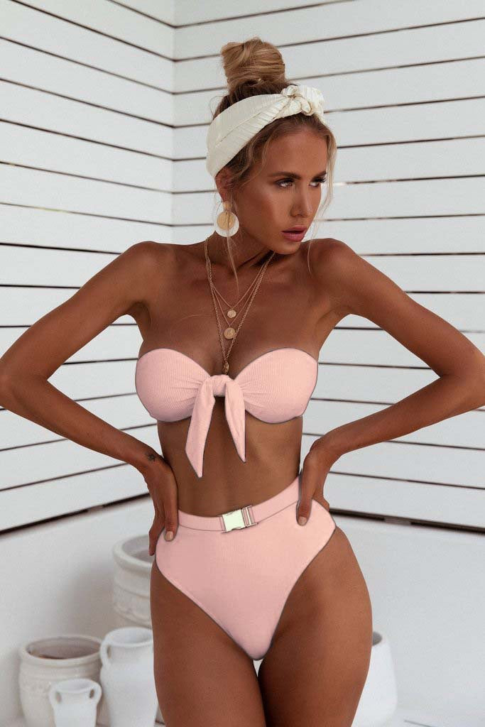 Metal buckle split swimsuit bikini