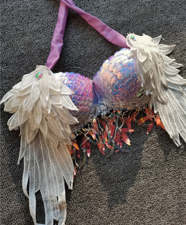 Handmade Sequined Mermaid Scale Bikini Lingerie