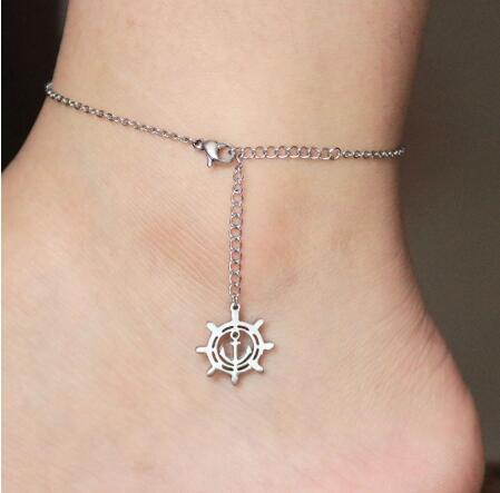 Rudder Anchor Stainless Steel Ankle Bracelets Foot Bracelet