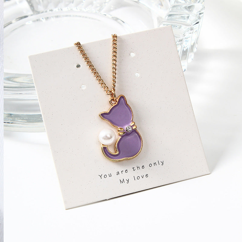 Cartoon Cat Pendant Alloy Necklace Women