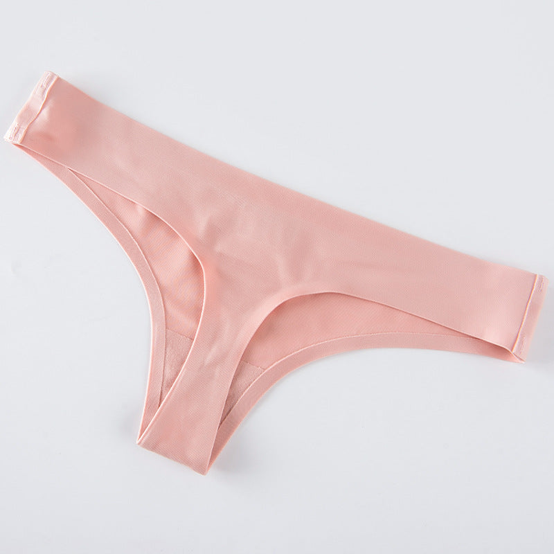 Ladies Mid-to-low-waist Seamless Ice Silk Panties