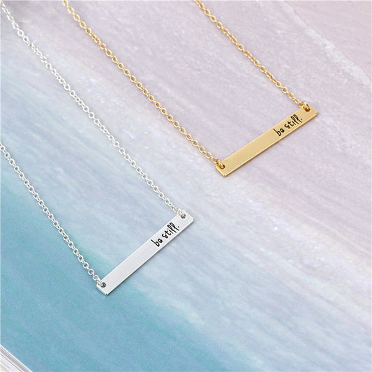 One word horizontal necklace women quiet item