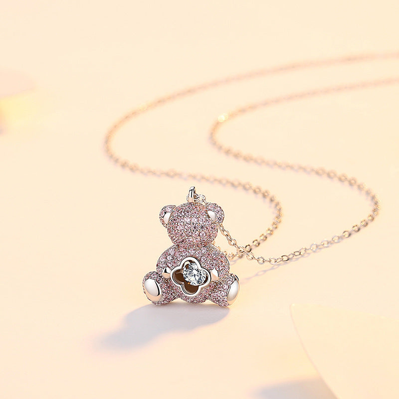 Clavicle Chain Smart Cute Bear Zircon Necklace For Women