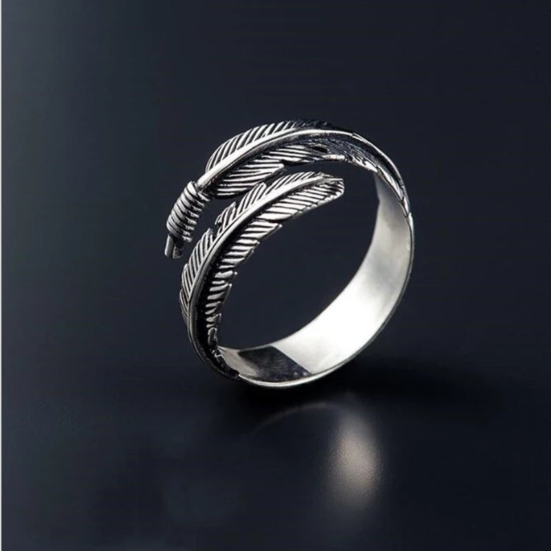 New Punk Feathers Arrow Opening Ring Boho Retro High-quality Personality Jewelry Men Rings For Women Resizable Rings