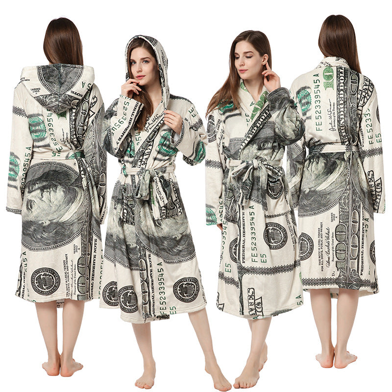 Home Furnishing Warm Nightgown Flannel Personalized Bathrobe