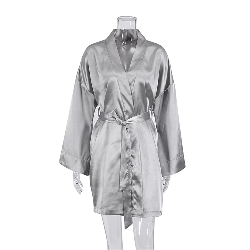 Pajamas Loose Silk Short Nightgown Casual Silk Texture