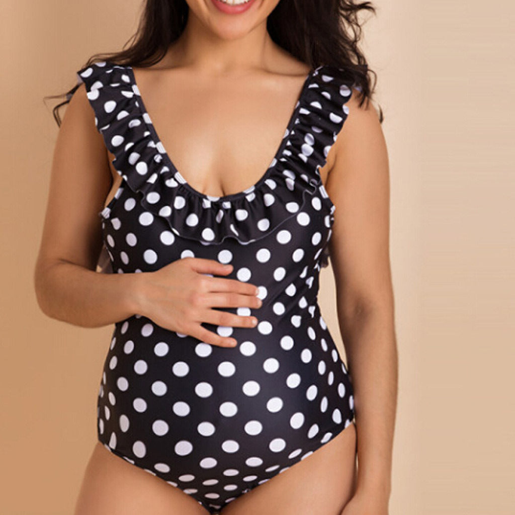 Pregnant women one-piece polka dot swimsuit