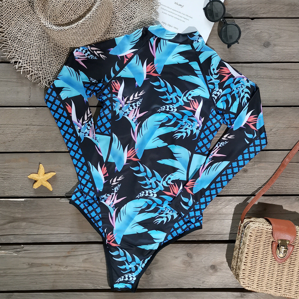 Long Sleeves Women One Piece Swimsuit