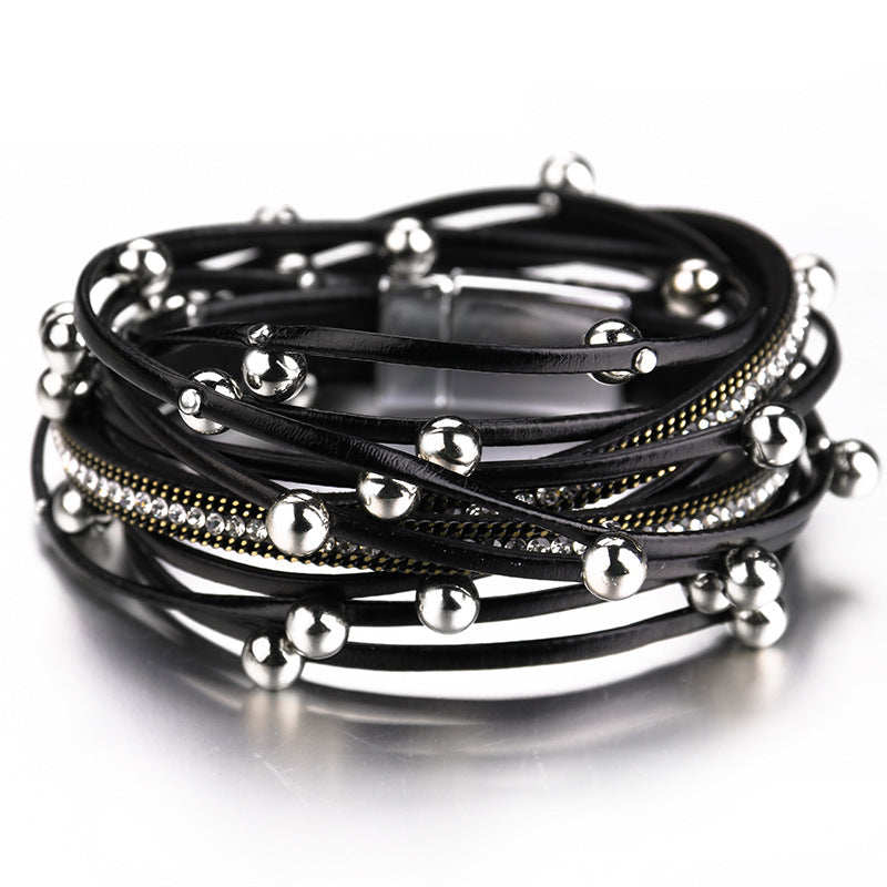 Multi-Layer Pu Leather Bracelet Women Fashion