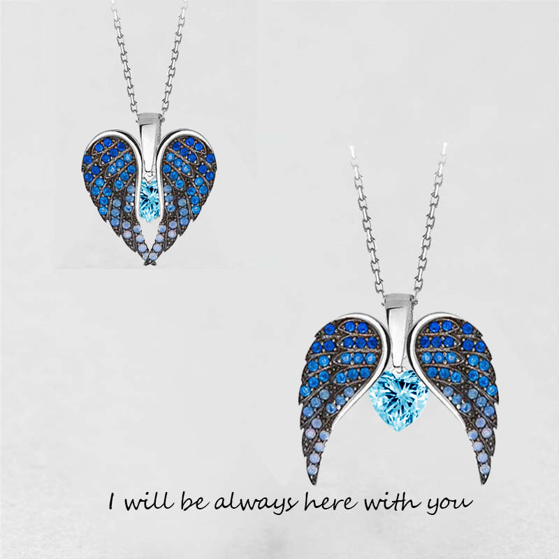 Angel Wings Heart Pendant Necklace Women