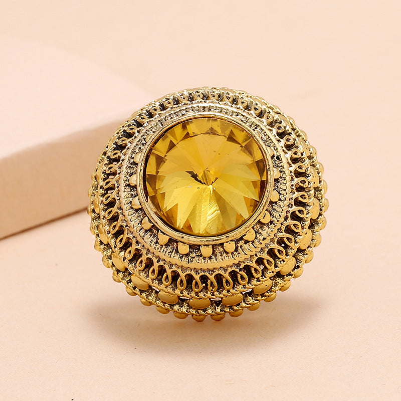 New Indian Vintage Gold Metal Crystal Rings For Women