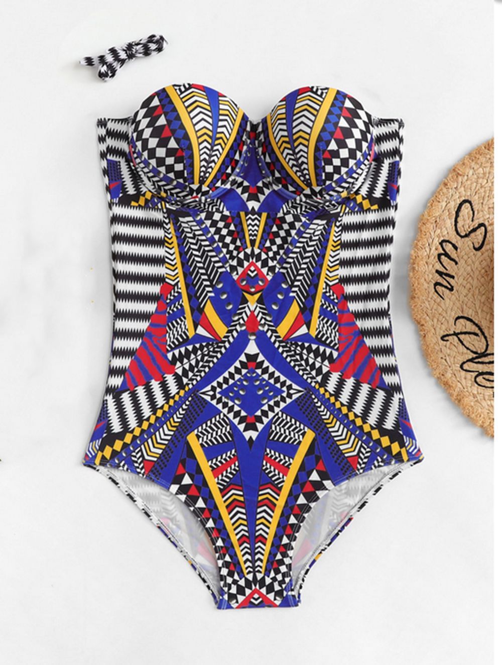 Printed one-piece swimsuit women Europe and America