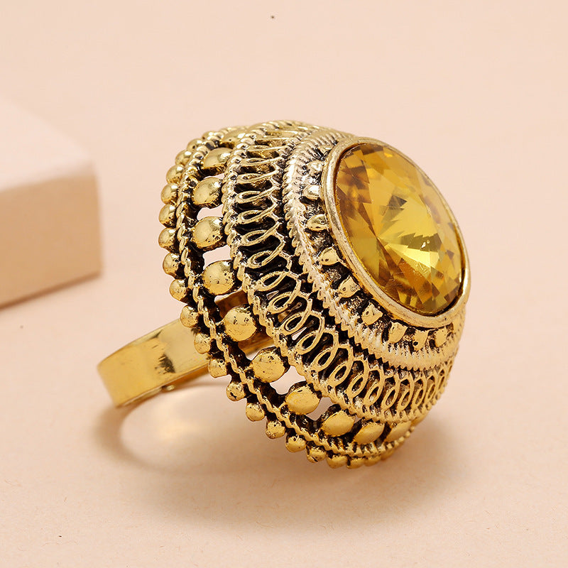 New Indian Vintage Gold Metal Crystal Rings For Women