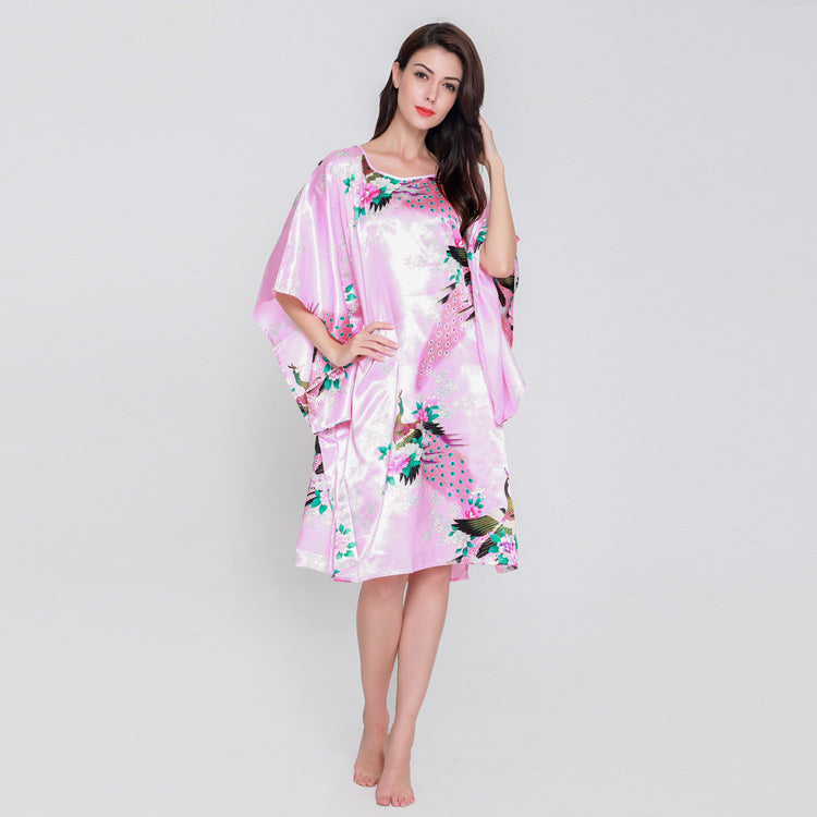 Thin Faux Silk Nightgown Spring Summer And Autumn