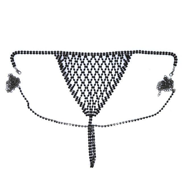 Sexy Charming Nightclub Rhinestone Chest Chain Panties