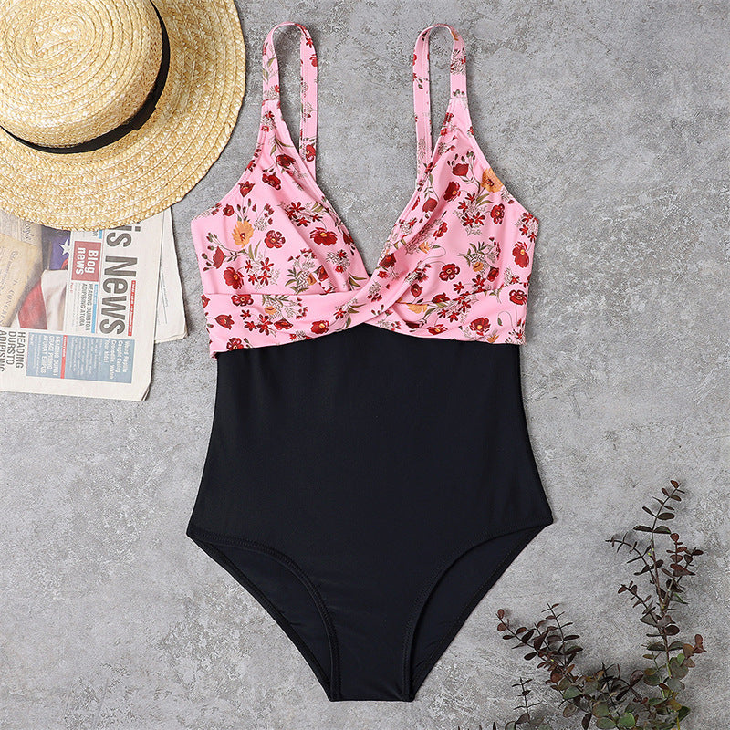 Slimming Color Matching One-piece Bikini Swimsuit For Women