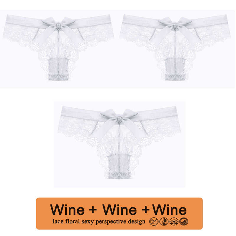 Women's White Lace Bow Panties