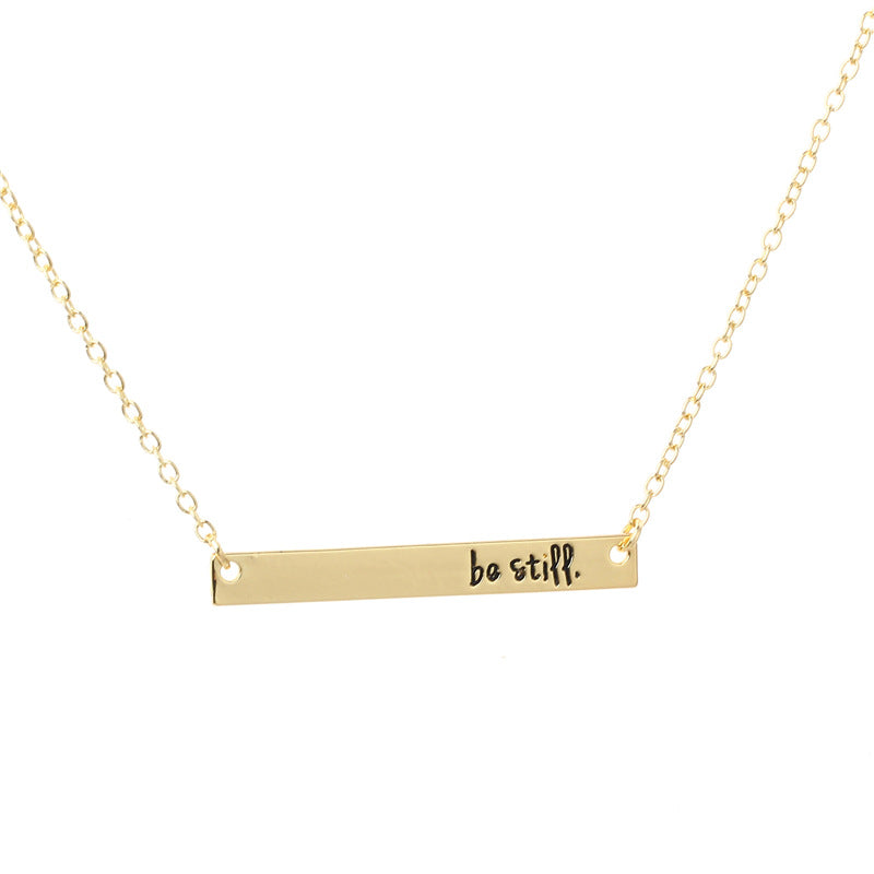 One word horizontal necklace women quiet item