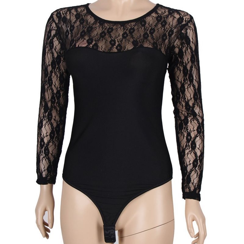 Lace long sleeve corset bodysuit