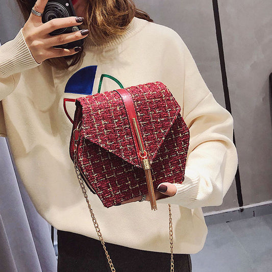 Fashion All-Match Woolen Chain Shoulder Bag