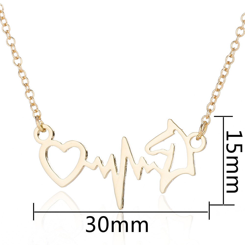 Women Fashion Ins Love ECG Necklace