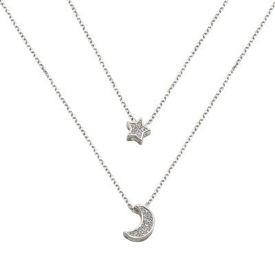 Double Star Moon Necklace Women