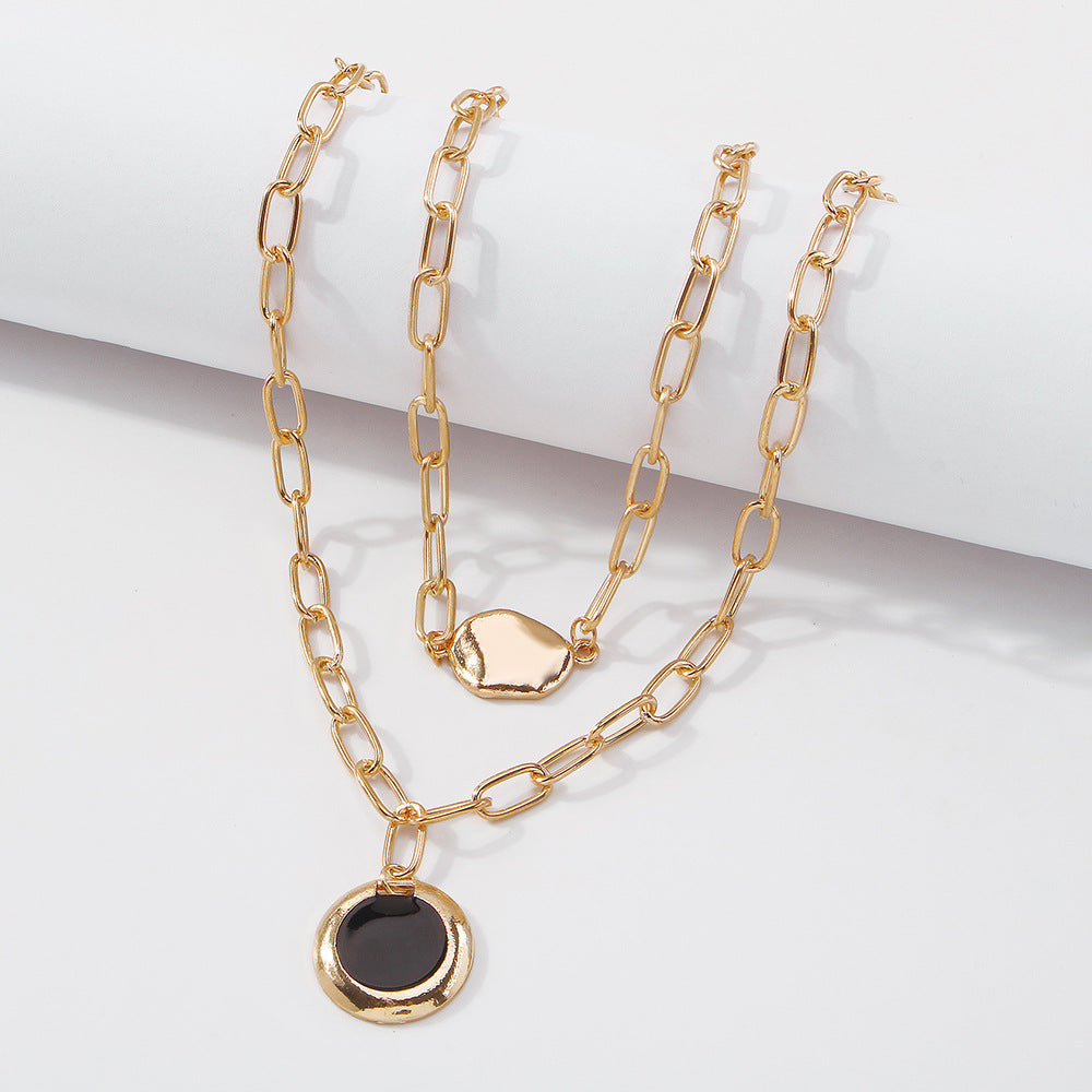 Simple Style Double Pendant Necklace Women