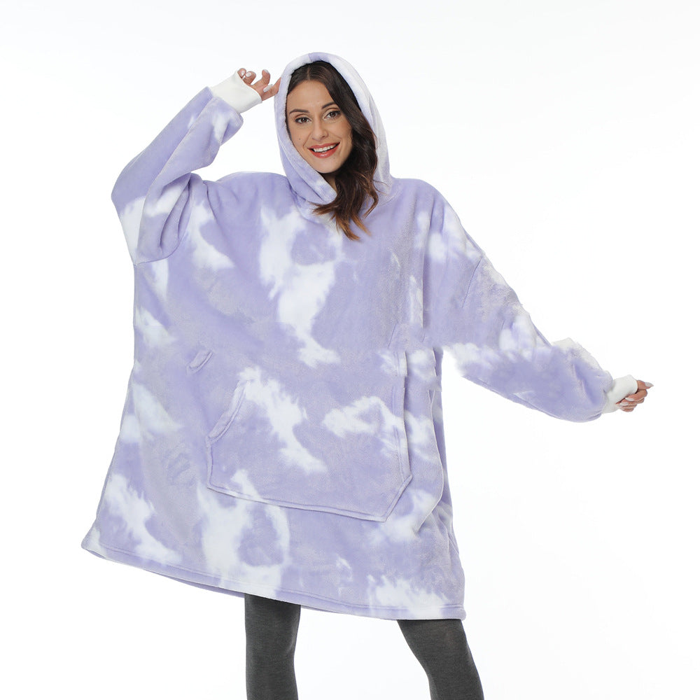 Hoodie Nightgown Flannel TV Blanket Casual Home Furnishing