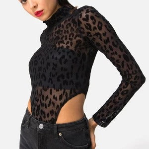 Black Leopard Mesh Bodysuit