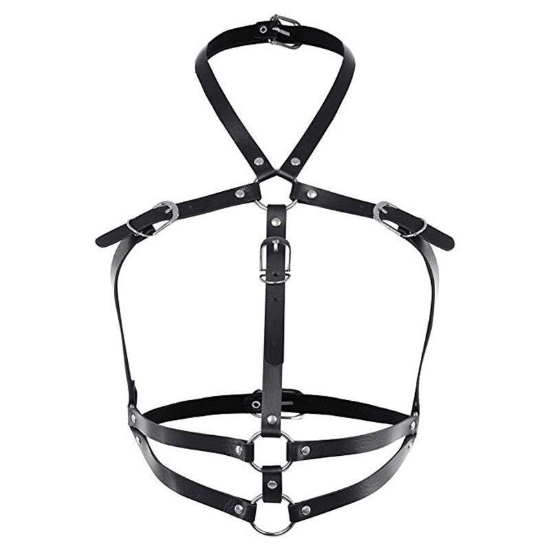 Black Leather Bra Harness Sexy Underwear Bra Sling Belt