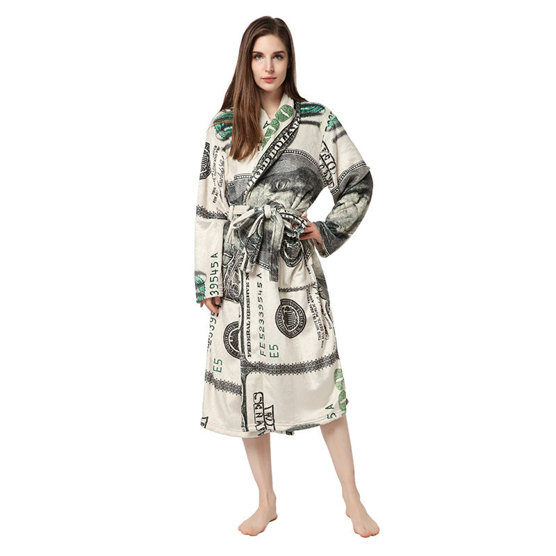 Home Furnishing Warm Nightgown Flannel Personalized Bathrobe