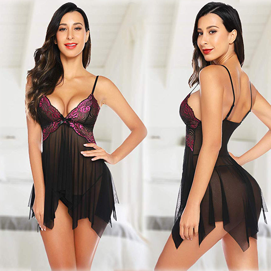 Women's Fashion Simple Halter Mesh Nightgown